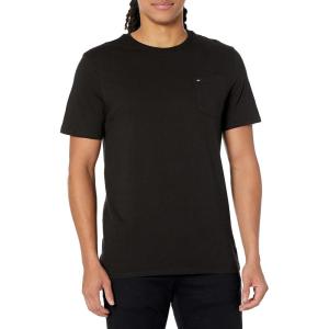 Tommy Hilfiger Mens Essential Short Sleeve Stripe Crewneck Pocket T-Shirt(Dark Sable)