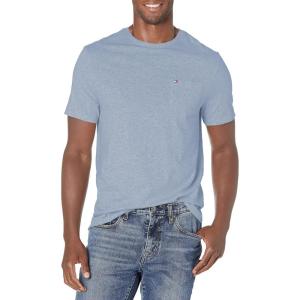 Tommy Hilfiger Mens Essential Short Sleeve Stripe Crewneck Pocket T-Shirt(Malaga Blue Heather)