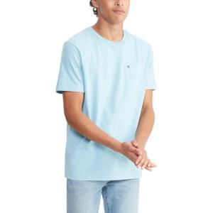 Tommy Hilfiger Mens Essential Short Sleeve Stripe Crewneck Pocket T-Shirt(Sleepy Blue)