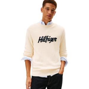 Tommy Hilfiger Mens Graphic Cotton Crewneck Lightweight Sweater Pullover(Calico)