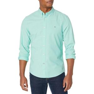 Tommy Hilfiger Men’s Long Sleeve Button Down Stretch Oxford Shirt in Regular Fit(Tidal Wave)