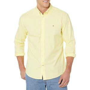 Tommy Hilfiger Men’s Long Sleeve Button Down Stretch Oxford Shirt in Regular Fit(Yellow Topaz)