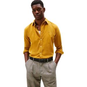 Tommy Hilfiger Mens Long Sleeve Corduroy Shirts in Regular Fit, Men’s Button Down Shirt(Countryside Yellow Cord)