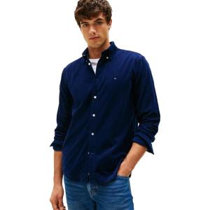 Tommy Hilfiger Mens Long Sleeve Corduroy Shirts in Regular Fit, Men’s Button Down Shirt(Imperial Navy)