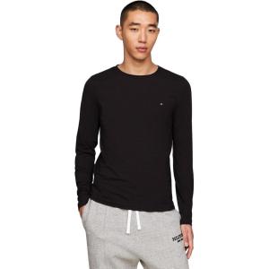 Tommy Hilfiger Mens Long Sleeve Cotton Stretch Basic Slim Fit T-Shirts(Black)