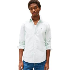 Tommy Hilfiger Mens Long Sleeve Oxford Shirts in Regular Fit, Men’s Button Down Shirts, Also Available in Big and Tall(Fort Green / White)