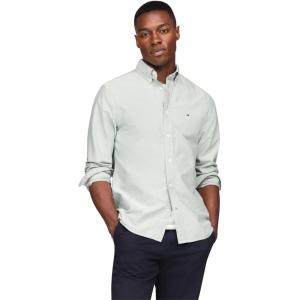 Tommy Hilfiger Mens Long Sleeve Oxford Shirts in Regular Fit, Men’s Button Down Shirts, Also Available in Big and Tall(Ornamental Green)