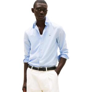 Tommy Hilfiger Mens Long Sleeve Poplin Shirts in Regular Fit, Men’s Button Down Shirts, Also Available in Big and Tall(Cloudy Blue)