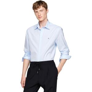 Tommy Hilfiger Mens Long Sleeve Poplin Shirts in Regular Fit, Men’s Button Down Shirts, Also Available in Big and Tall(Sweet Blue)