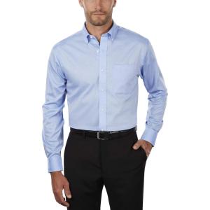 Tommy Hilfiger Men’s Non Iron Solid Button Collar Dress Shirt(Blue)