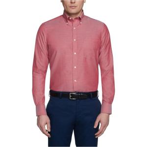 Tommy Hilfiger Men’s Non Iron Solid Button Collar Dress Shirt(Cayenne)