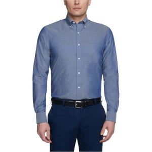 Tommy Hilfiger Men’s Non Iron Solid Button Collar Dress Shirt(Night Blue)
