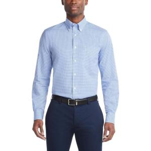 Tommy Hilfiger Men’s Regular Fit Non Iron Gingham Dress Shirt – Amazon Exclusive(English Blue)