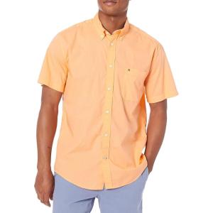 Tommy Hilfiger Men’s Short Sleeve Button-Down Shirt(Canteloupe)
