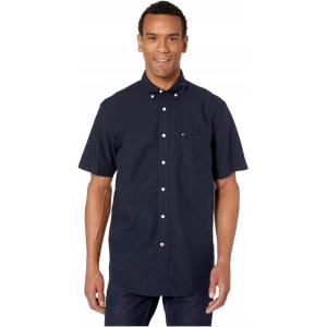 Tommy Hilfiger Men’s Short Sleeve Button-Down Shirt(Navy Blazer)
