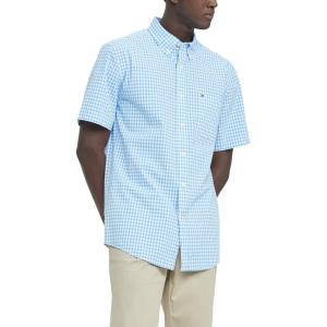 Tommy Hilfiger Men’s Short Sleeve Button-Down Shirt(Provence)