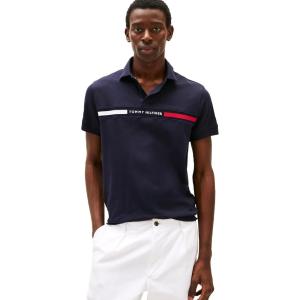 Tommy Hilfiger Mens Short Sleeve Casual Polo Shirts in Regular Fit with Chest Logo Designs(Desert Sky)