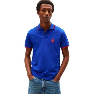 Tommy Hilfiger Mens Short Sleeve Casual Polo Shirts in Regular Fit with Embroidered Crest Design(Wedge Blue)