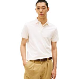 Tommy Hilfiger Mens Short Sleeve Casual Polo Shirts in Regular Fit with Hidden Placket Design(Ivory Petal)