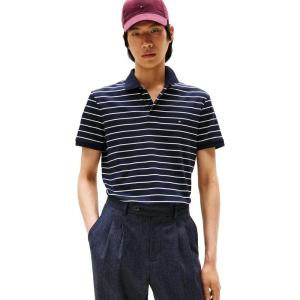 Tommy Hilfiger Mens Short Sleeve Casual Polo Shirts in Regular Fit with Liquid Cotton(Desert Sky / Ivory Petal)