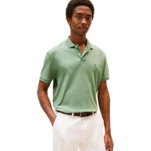 Tommy Hilfiger Mens Short Sleeve Casual Polo Shirts in Regular Fit with Liquid Cotton(Dusty Meadow)