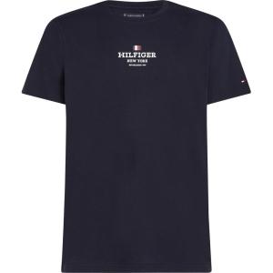 Tommy Hilfiger Mens Short Sleeve Cotton Graphic T-Shirt with Printed Logo(Desert Sky)