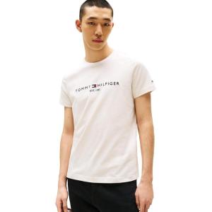 Tommy Hilfiger Mens Short Sleeve Cotton Graphic T-Shirts with Embroidered Logo(Heathered Oatmilk)