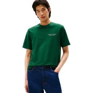 Tommy Hilfiger Mens Short Sleeve Cotton Graphic T-Shirts with Photo Print Designs(Ornamental Green)