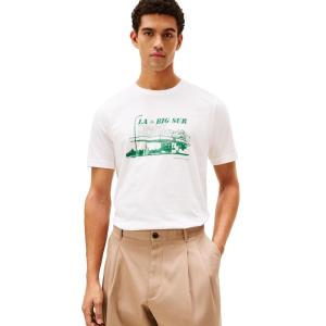 Tommy Hilfiger Mens Short Sleeve Cotton Graphic T-Shirts with Photo Print Graphic(Ecru)