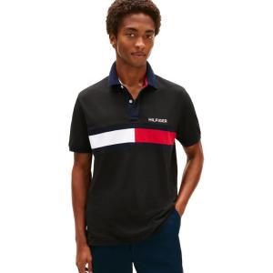 Tommy Hilfiger Men’s Short Sleeve Cotton Pique Flag Polo in Regular Fit(Dark Sable)