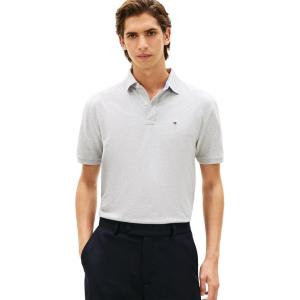 Tommy Hilfiger Men’s Short Sleeve Cotton Pique Polo Shirt in Classic Fit(Light Grey Heather)