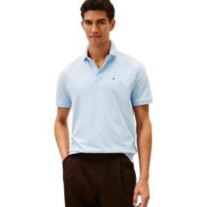 Tommy Hilfiger Men’s Short Sleeve Cotton Pique Polo Shirt in Classic Fit(Malaga Blue Heather)
