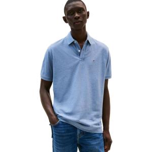Tommy Hilfiger Men’s Short Sleeve Cotton Pique Polo Shirt in Classic Fit(Medium Chambray)