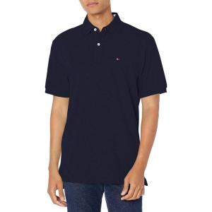 Tommy Hilfiger Men’s Short Sleeve Cotton Pique Polo Shirt in Classic Fit(Navy Blazer Heather)