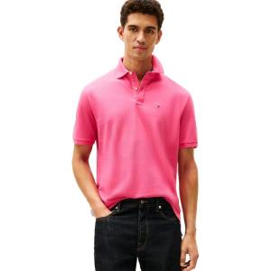 Tommy Hilfiger Men’s Short Sleeve Cotton Pique Polo Shirt in Classic Fit(Raspberry Sorbet)