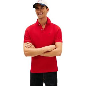 Tommy Hilfiger Men’s Short Sleeve Cotton Pique Polo Shirt in Classic Fit(Regal Red)