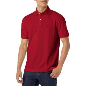 Tommy Hilfiger Men’s Short Sleeve Cotton Pique Polo Shirt in Classic Fit(Rhubarb)