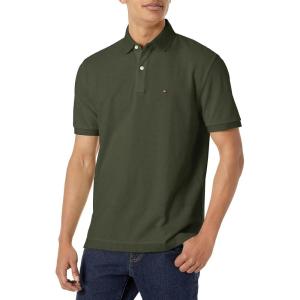 Tommy Hilfiger Men’s Short Sleeve Cotton Pique Polo Shirt in Classic Fit(Thyme Green)