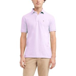 Tommy Hilfiger Mens Short Sleeve Cotton Pique Polo Shirt in Regular Fit(Lilac Ice)