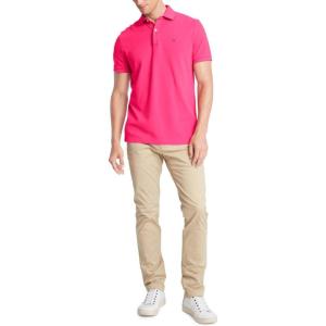 Tommy Hilfiger Mens Short Sleeve Cotton Pique Polo Shirt in Regular Fit(Raspberry)