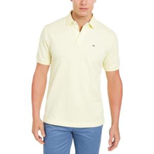 Tommy Hilfiger Mens Short Sleeve Cotton Pique Polo Shirt in Regular Fit(Wax Yellow)