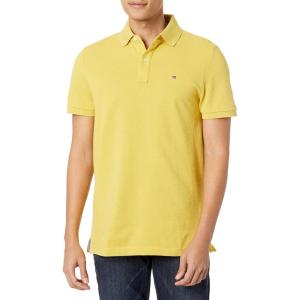 Tommy Hilfiger Mens Short Sleeve Cotton Pique Polo Shirt in Regular Fit(Yellow Heather)