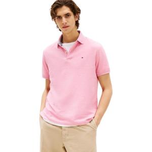 Tommy Hilfiger Men’s Short Sleeve Moisture Wicking Stretch Polo Shirt with Quick Dry + UV Protection(Light Red Heather)