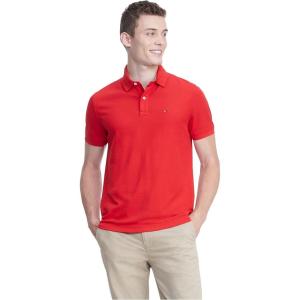 Tommy Hilfiger Men’s Short Sleeve Moisture Wicking Stretch Polo Shirt with Quick Dry + UV Protection(Primary Red)