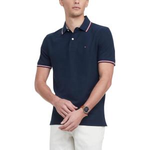 Tommy Hilfiger Men’s Short Sleeve Moisture Wicking Stretch Polo Shirt with Quick Dry + UV Protection(Sky Captain)