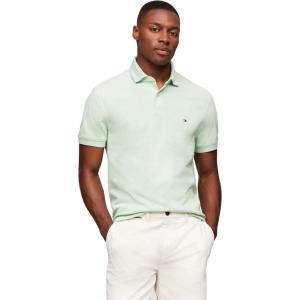 Tommy Hilfiger Mens Short Sleeve Polo Shirts in Classic Fit with Stretch and Organic Pique Cotton(Mint Gel Heather)