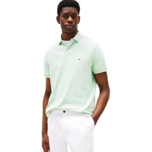 Tommy Hilfiger Mens Short Sleeve Polo Shirts in Regular Fit with Stretch and Organic Pique Cotton(Mint Gel Heather)
