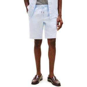 Tommy Hilfiger Mens Summer Linen Shorts 10 Inch in Relaxed Fit(Breezy Blue)