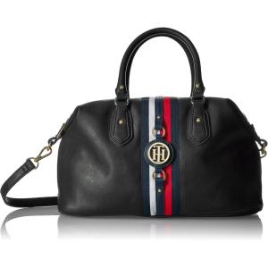 Tommy Hilfiger Women’s Jaden Satchel Crossbody Bag(Black Polyvinyl Chloride)
