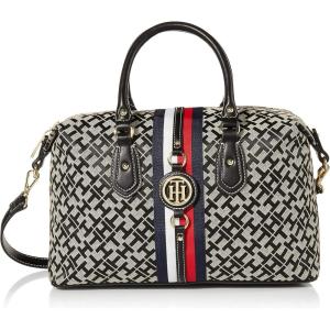 Tommy Hilfiger Women’s Jaden Satchel Crossbody Bag(Black/Alpaca)